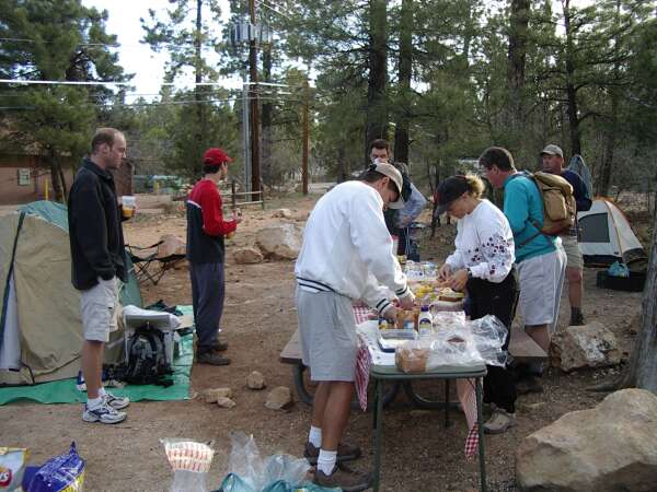 Breakfast buffet at the campground