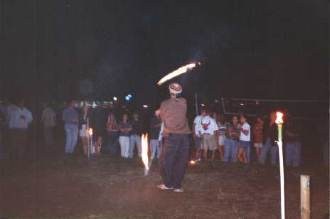 Fire throwers at Balmer's party
